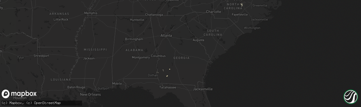 Hail map in Georgia on July 8, 2015