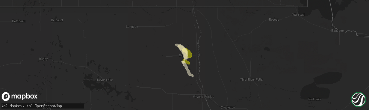 Hail map in Grafton, ND on July 8, 2015