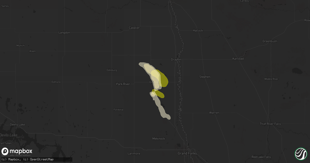 Hail map in Grafton, ND on July 8, 2015