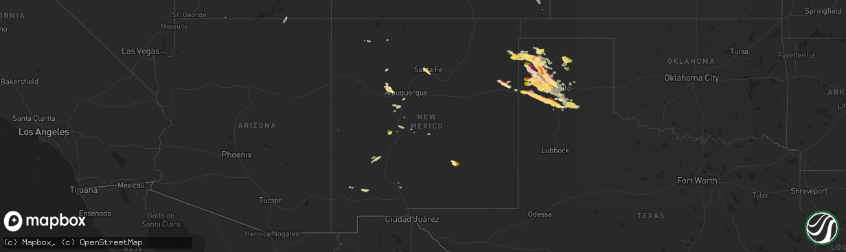 Hail map in New Mexico on July 8, 2015