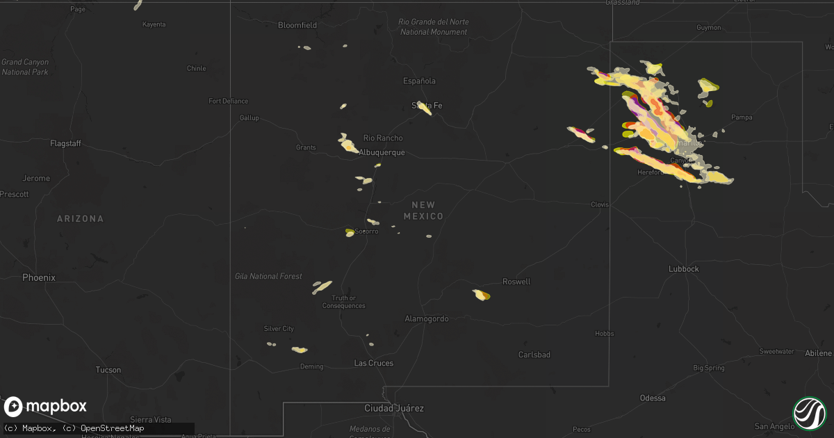 Hail map in New Mexico on July 8, 2015