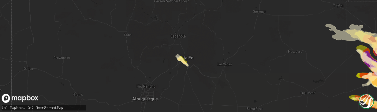 Hail map in Santa Fe, NM on July 8, 2015