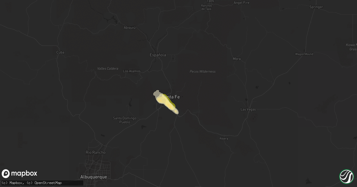 Hail map in Santa Fe, NM on July 8, 2015