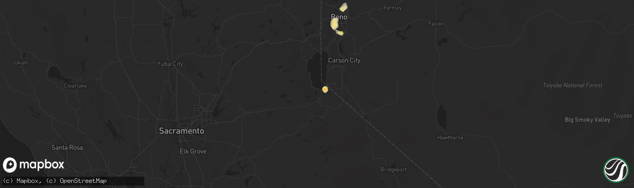 Hail map in South Lake Tahoe, CA on July 8, 2015