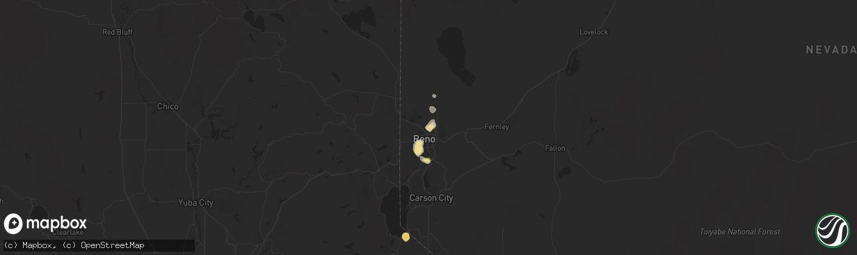 Hail map in Sun Valley, NV on July 8, 2015