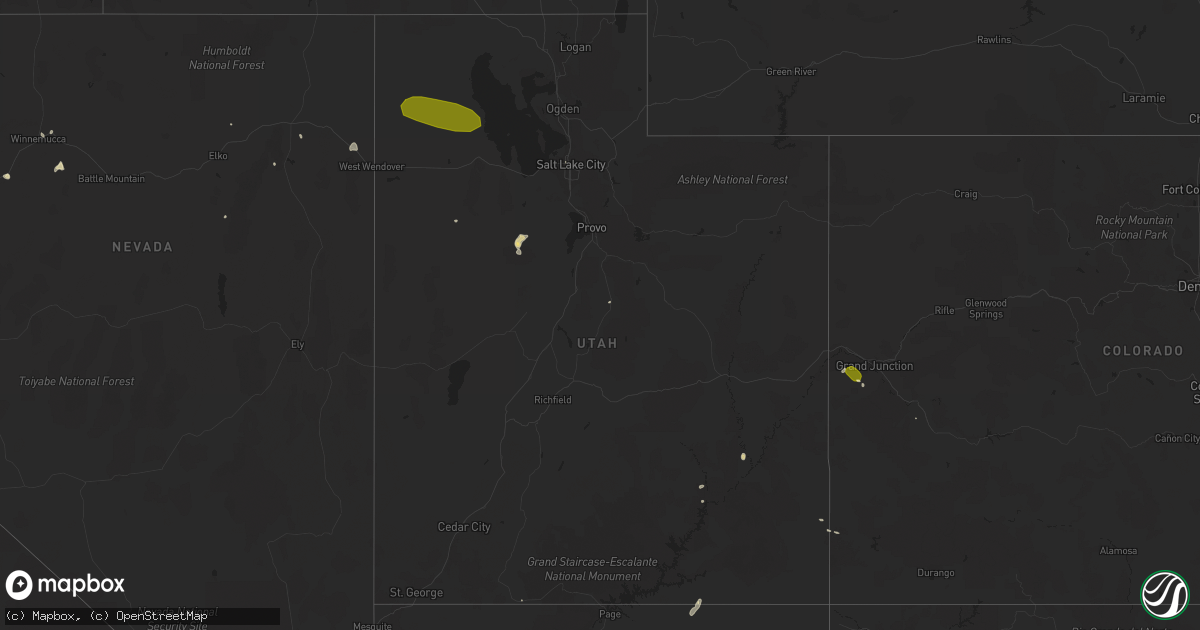 Hail map in Utah on July 8, 2015