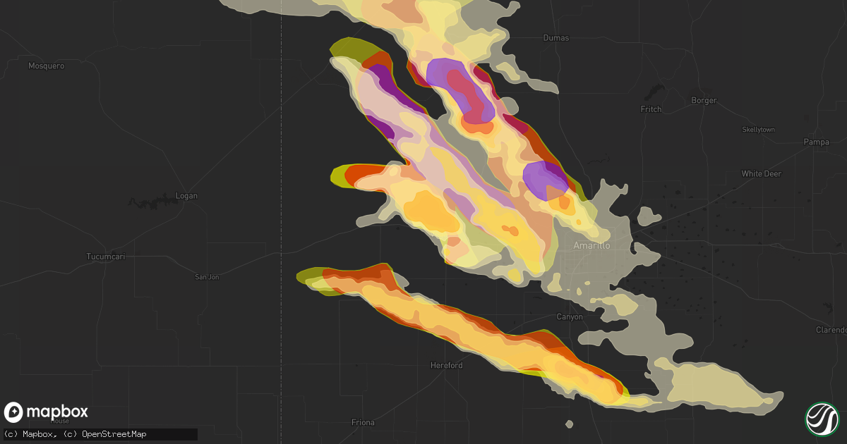 Hail map in Vega, TX on July 8, 2015