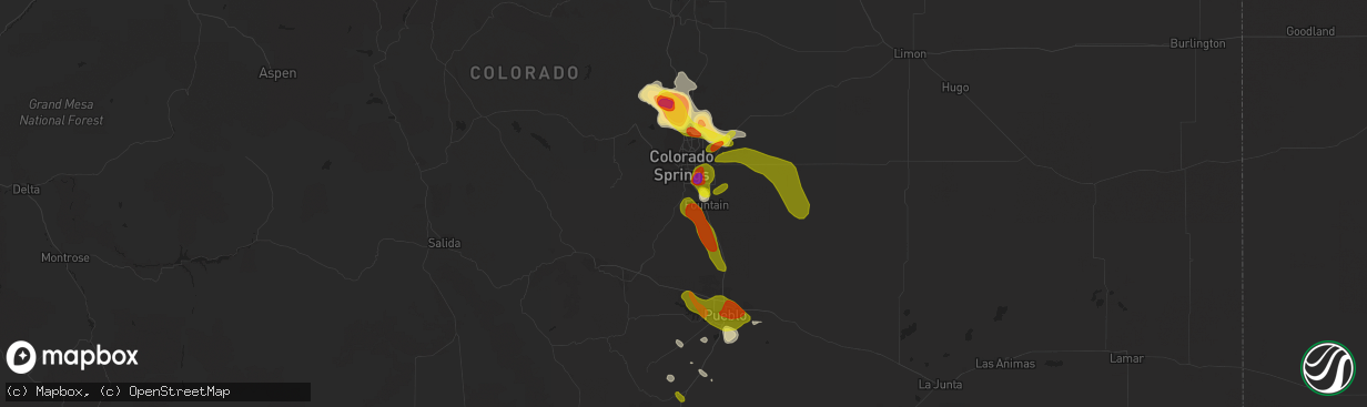 Hail map in Colorado Springs, CO on July 8, 2016