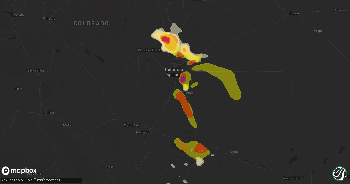 Hail map in Colorado Springs, CO on July 8, 2016