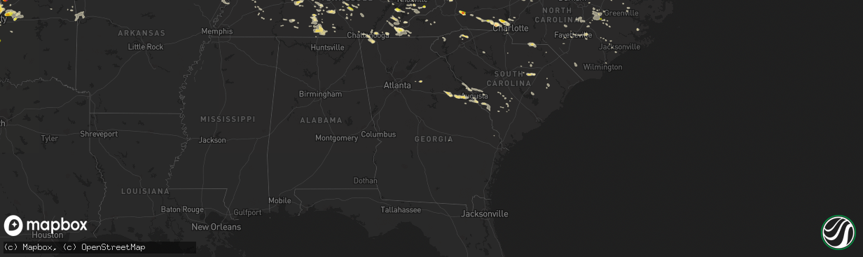 Hail map in Georgia on July 8, 2016