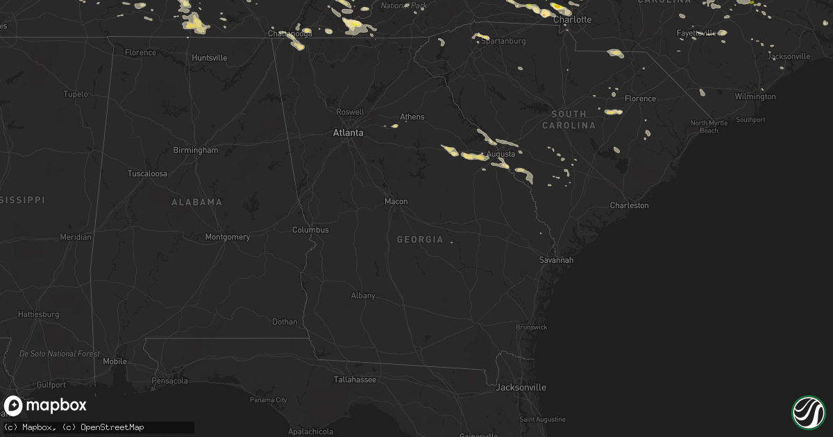 Hail map in Georgia on July 8, 2016
