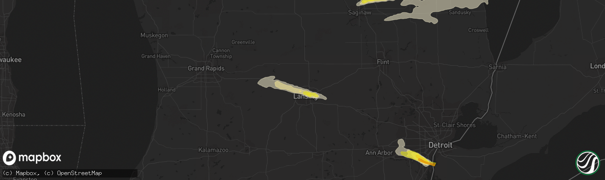 Hail map in Lansing, MI on July 8, 2016