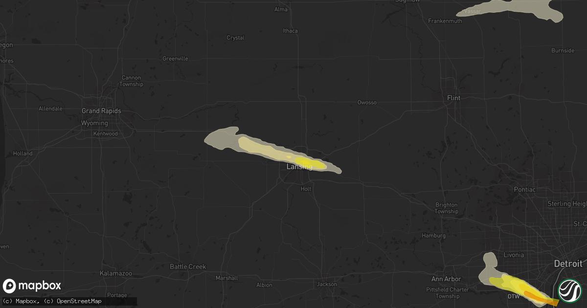 Hail map in Lansing, MI on July 8, 2016