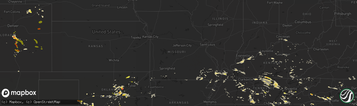 Hail map in Missouri on July 8, 2016