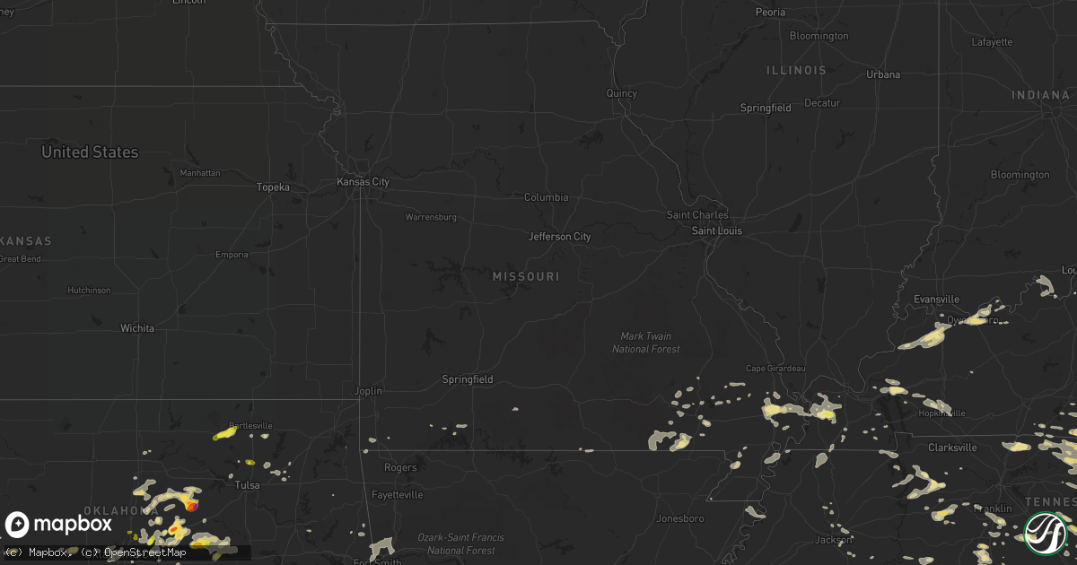 Hail map in Missouri on July 8, 2016
