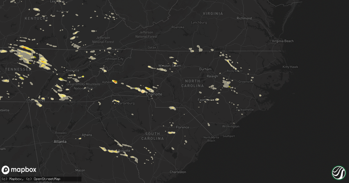 Hail map in North Carolina on July 8, 2016