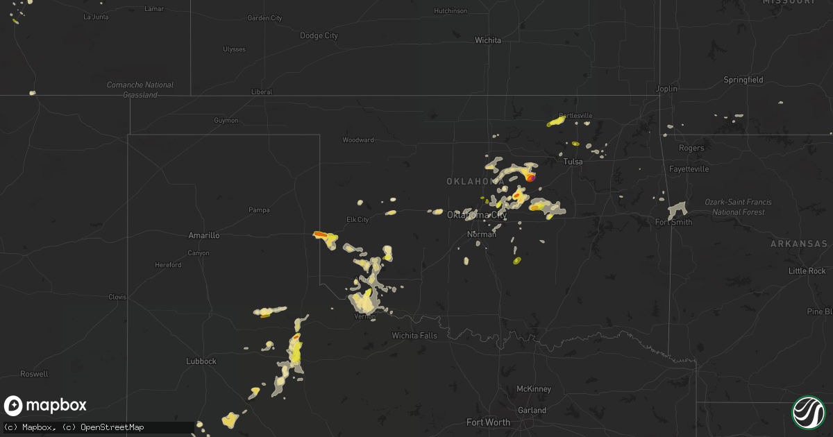 Hail map in Oklahoma on July 8, 2016