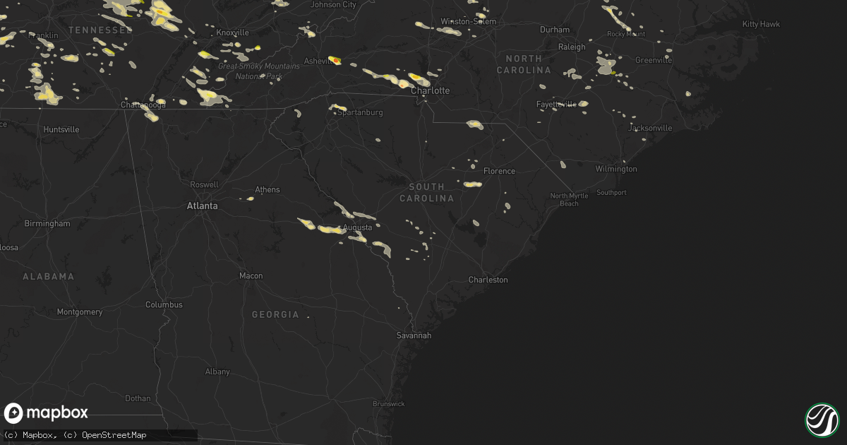Hail map in South Carolina on July 8, 2016