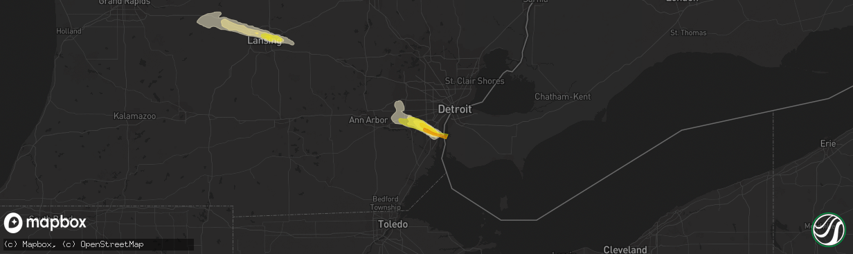 Hail map in Taylor, MI on July 8, 2016