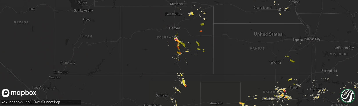 Hail map on July 8, 2016