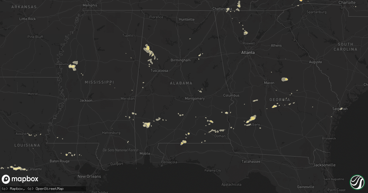 Hail map in Alabama on July 8, 2017