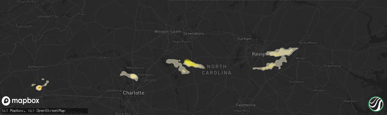 Hail map in Asheboro, NC on July 8, 2017