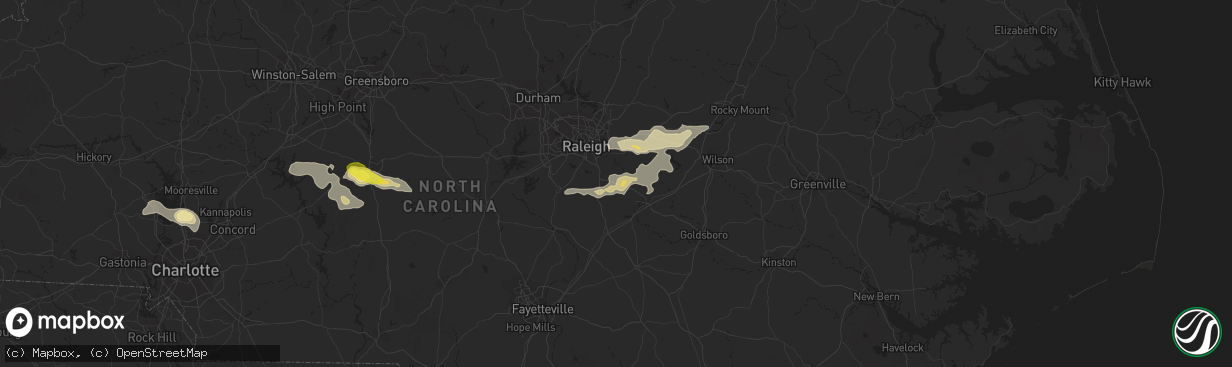 Hail map in Clayton, NC on July 8, 2017