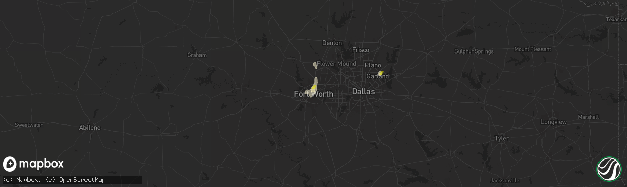 Hail map in Fort Worth, TX on July 8, 2017