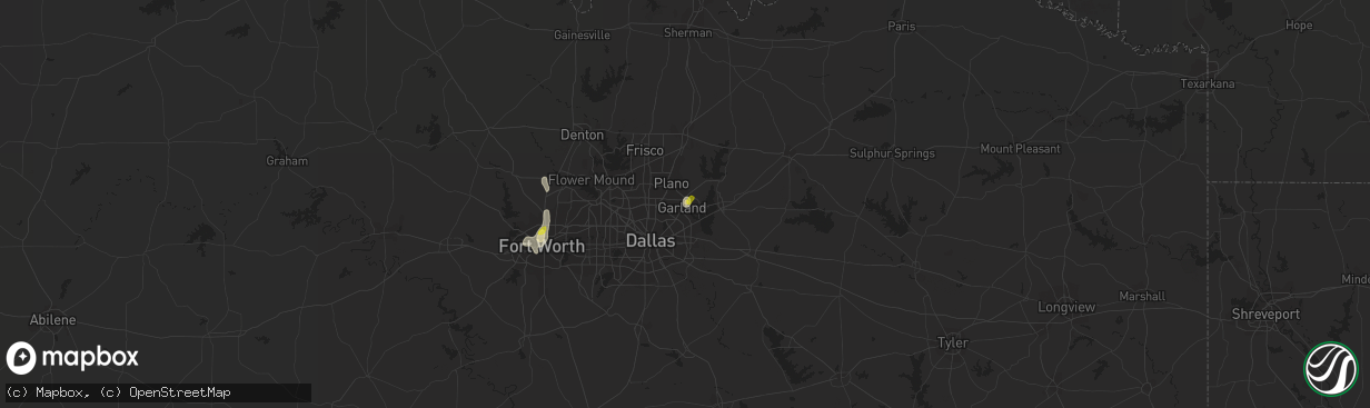 Hail map in Garland, TX on July 8, 2017