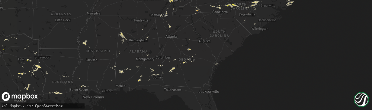 Hail map in Georgia on July 8, 2017