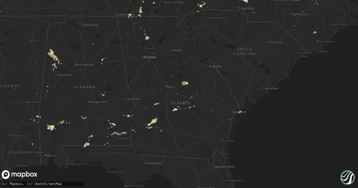 Hail map in Georgia on July 8, 2017
