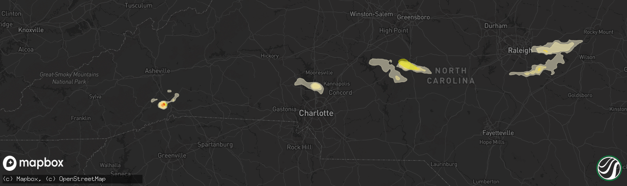 Hail map in Huntersville, NC on July 8, 2017