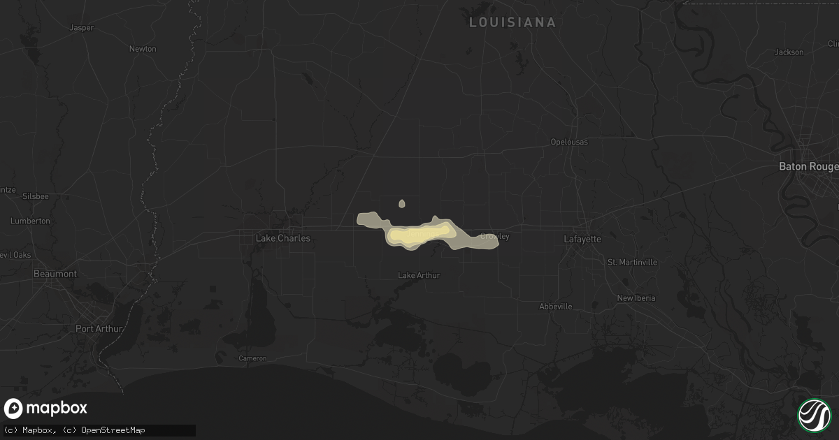 Hail map in Jennings, LA on July 8, 2017