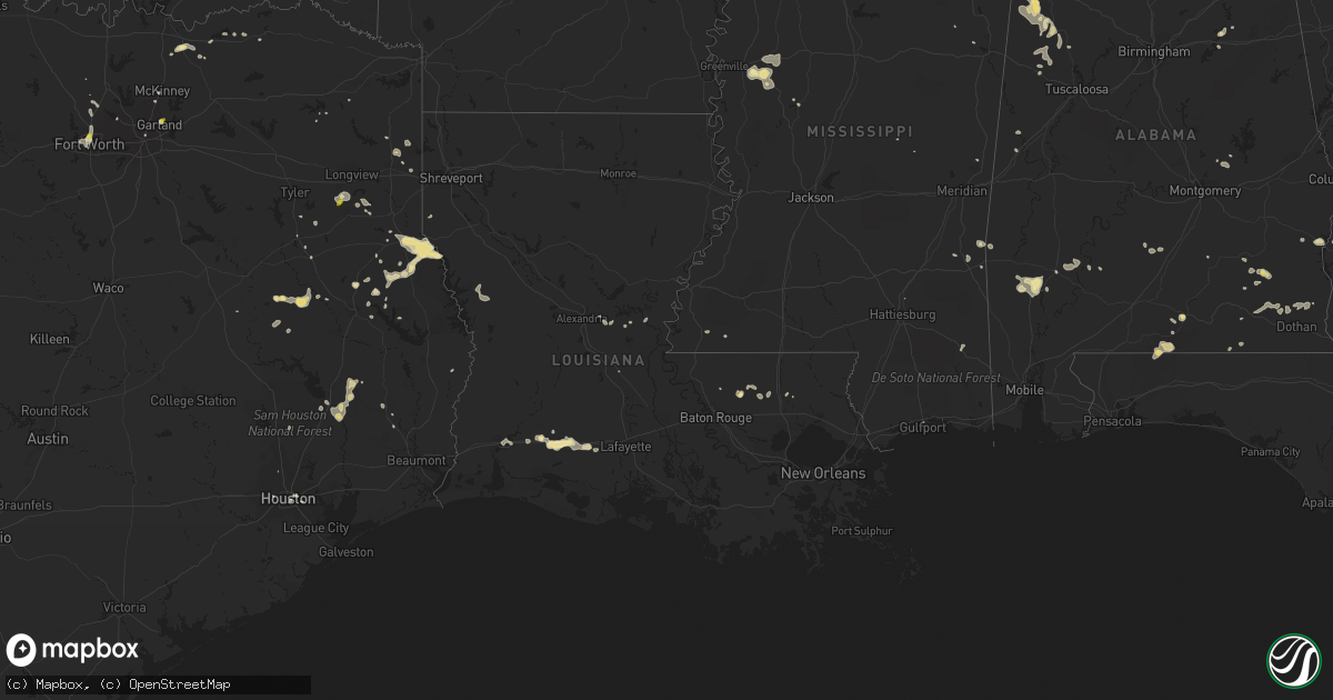 Hail map in Louisiana on July 8, 2017