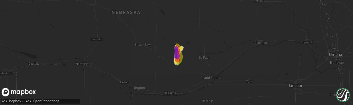 Hail map in Loup City, NE on July 8, 2017