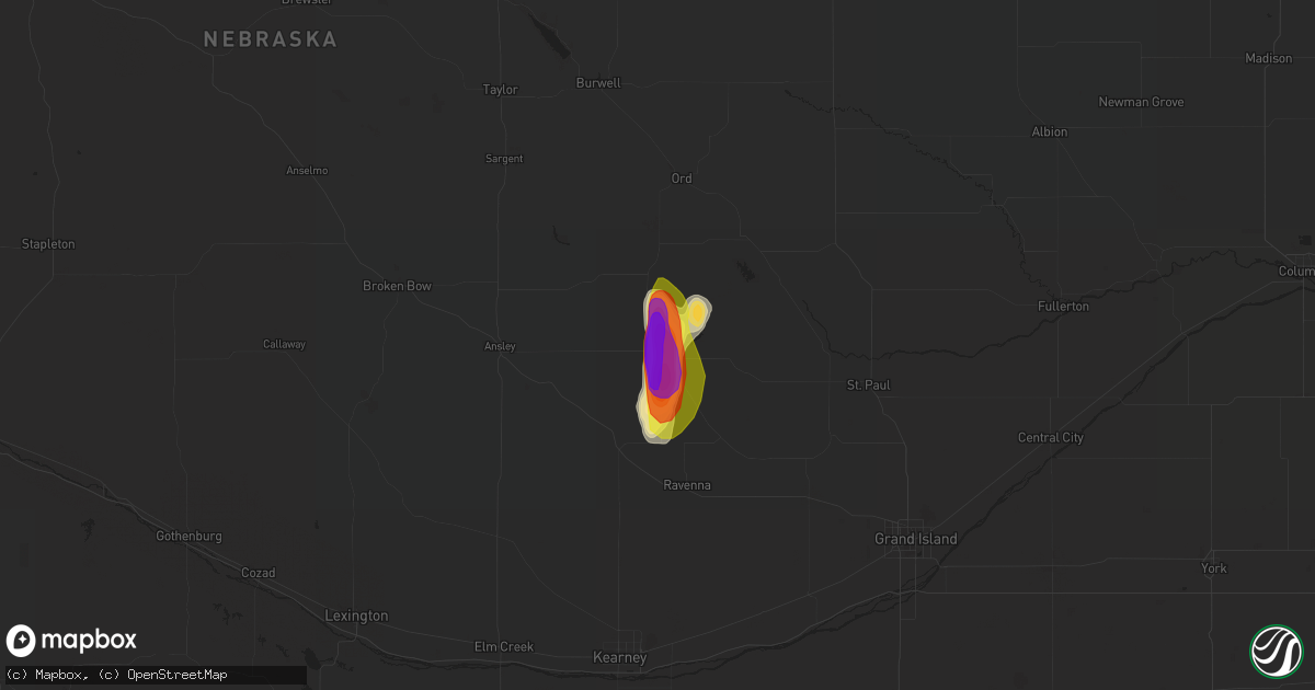 Hail map in Loup City, NE on July 8, 2017