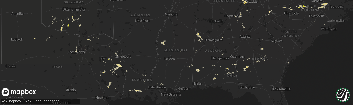 Hail map in Mississippi on July 8, 2017