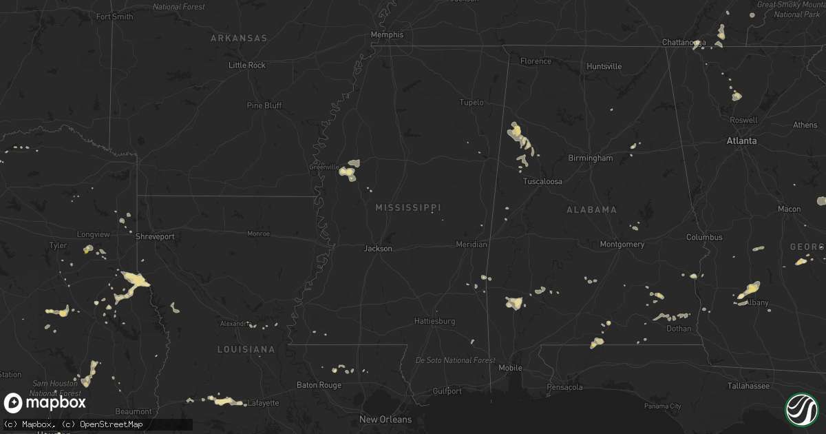 Hail map in Mississippi on July 8, 2017