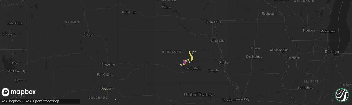 Hail map in Nebraska on July 8, 2017