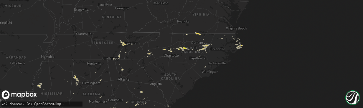 Hail map in North Carolina on July 8, 2017