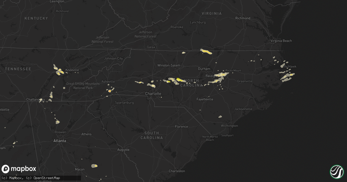 Hail map in North Carolina on July 8, 2017