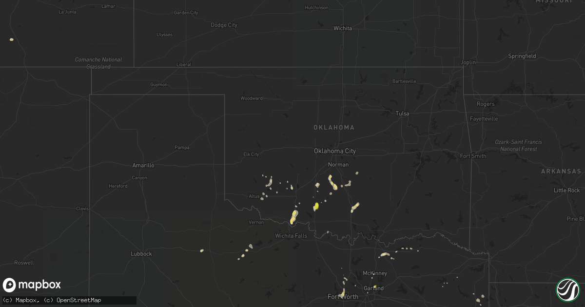 Hail map in Oklahoma on July 8, 2017