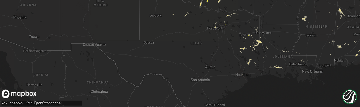 Hail map in Texas on July 8, 2017