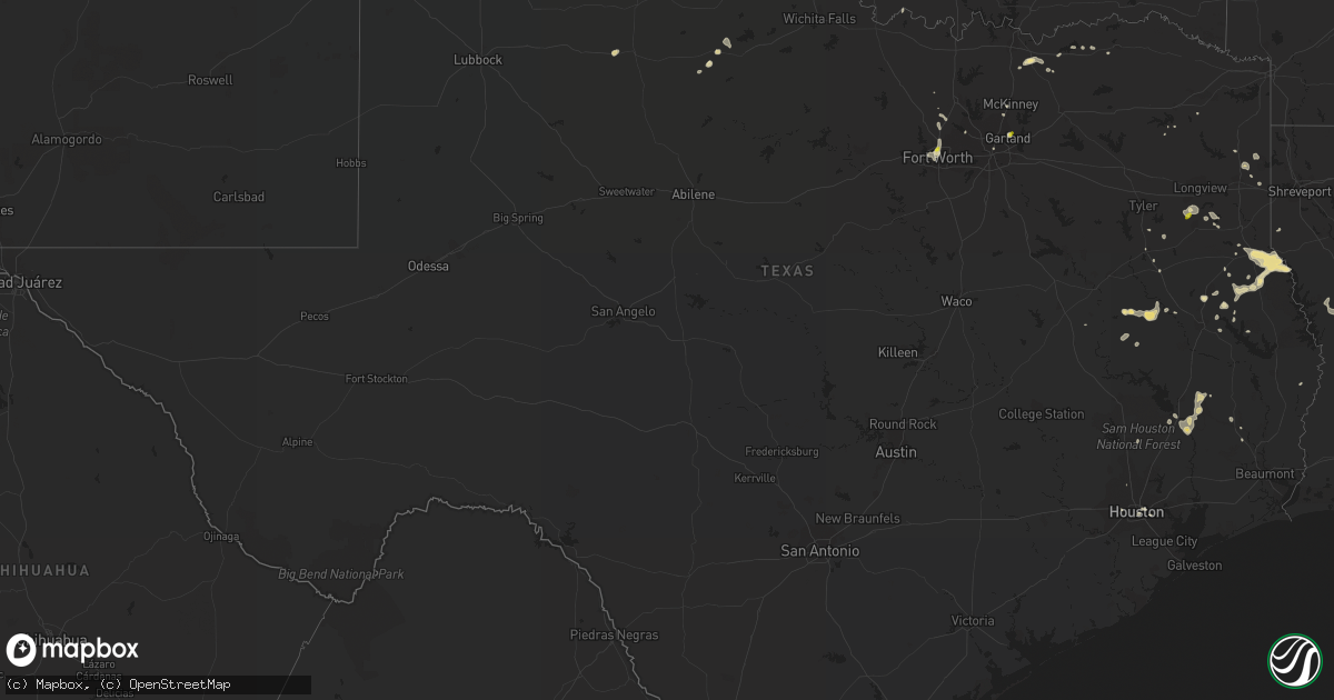 Hail map in Texas on July 8, 2017