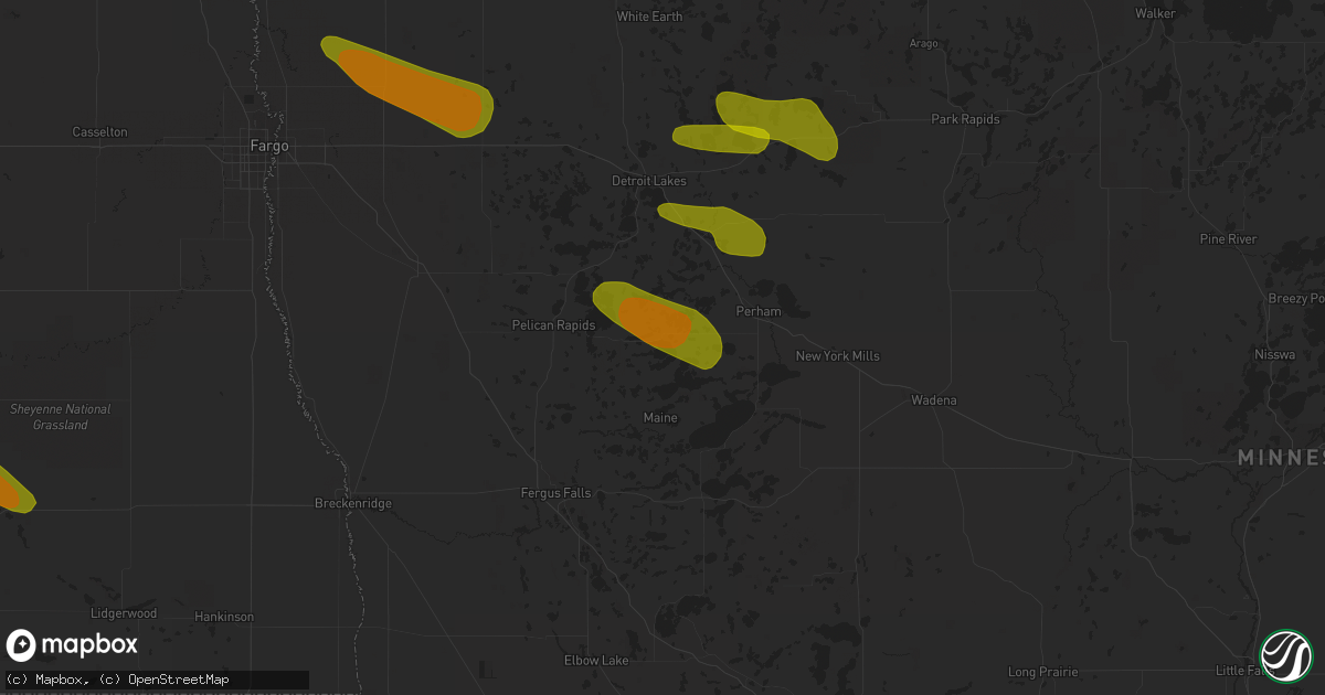Hail map in Dent, MN on July 8, 2018