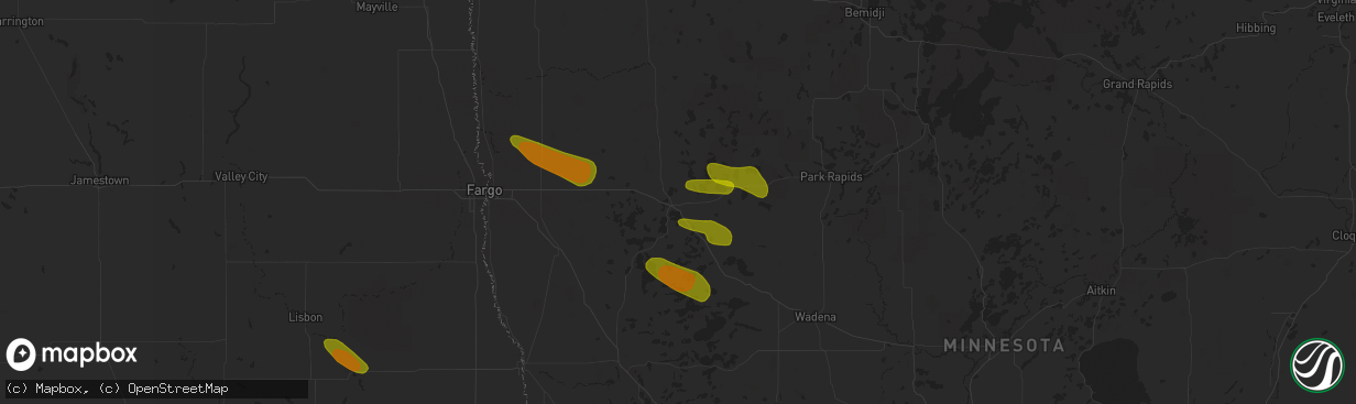 Hail map in Detroit Lakes, MN on July 8, 2018