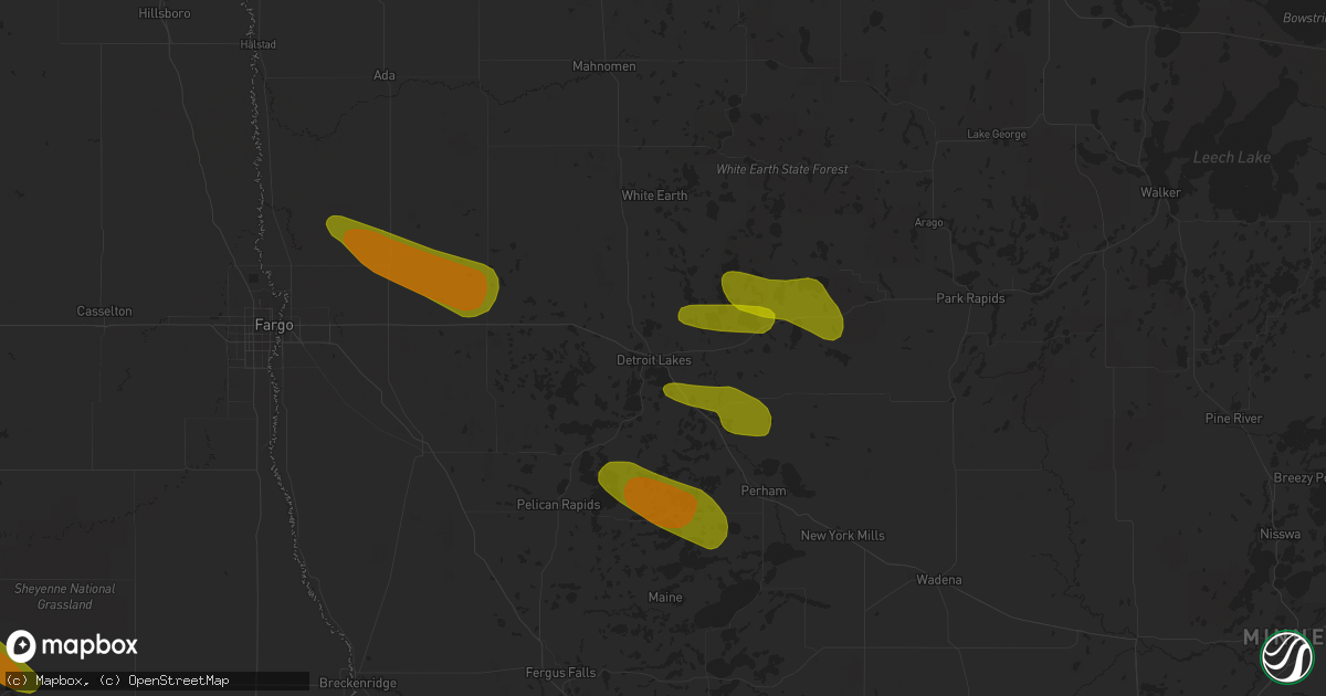 Hail map in Detroit Lakes, MN on July 8, 2018