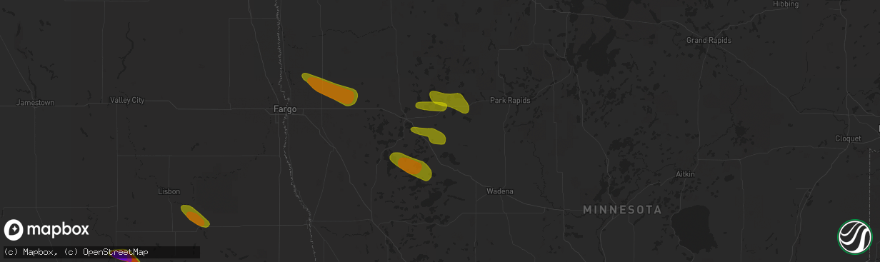 Hail map in Frazee, MN on July 8, 2018