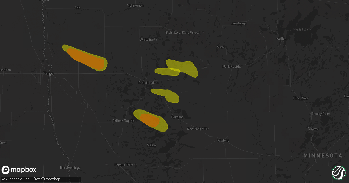 Hail map in Frazee, MN on July 8, 2018