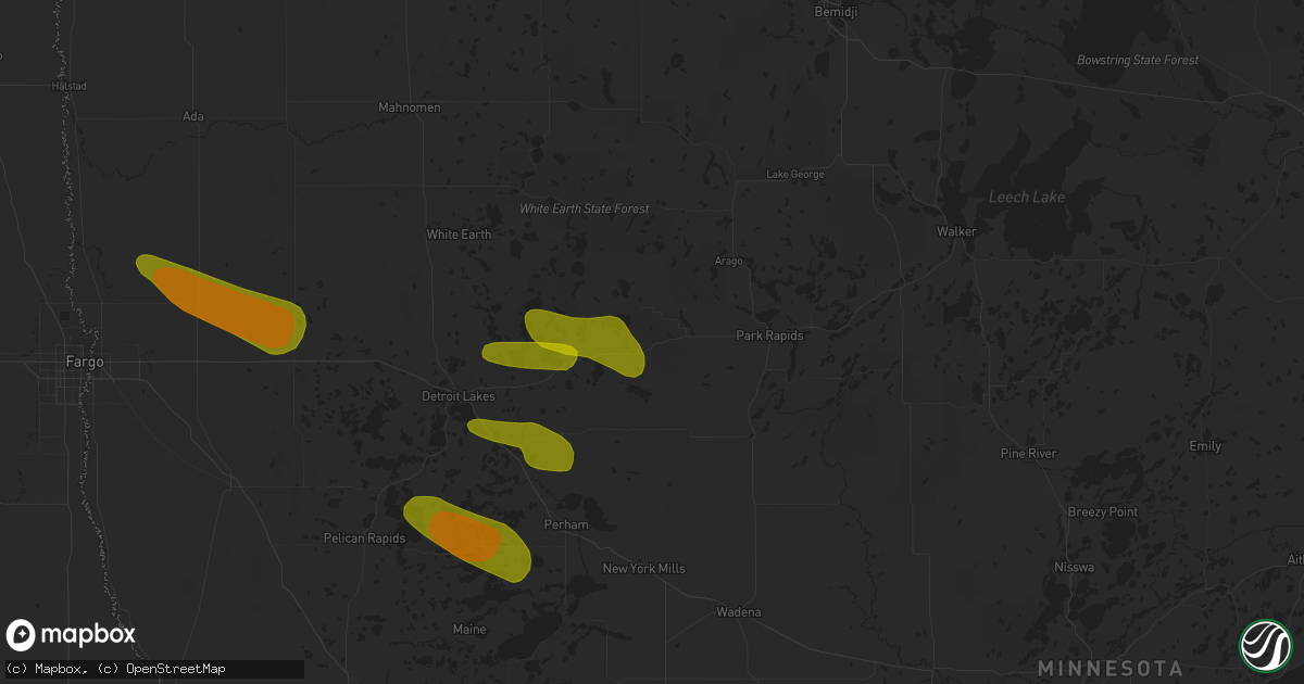Hail map in Osage, MN on July 8, 2018